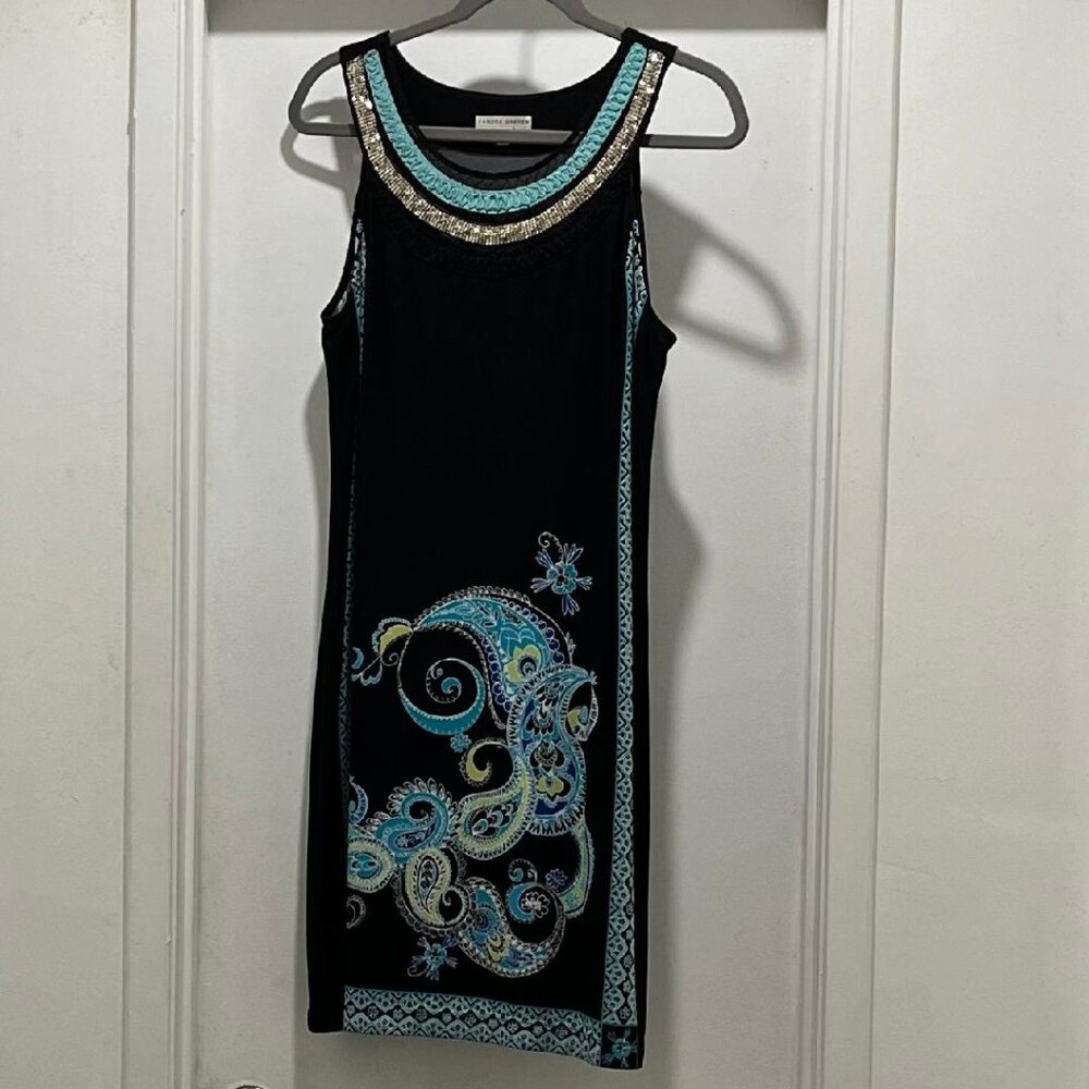 Navy Blue Dress Sz 14P Sandra Darren